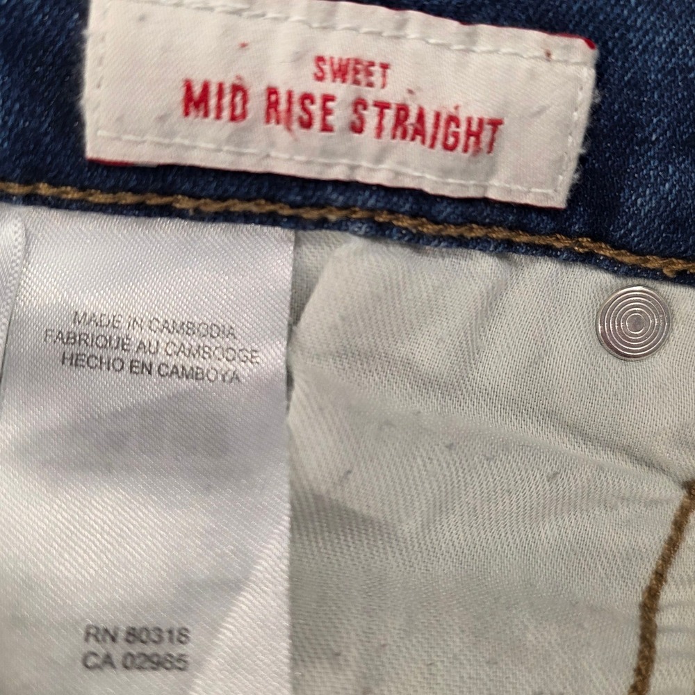 Lucky Brand Sweet Mid Rise Straight Jeans Medium Wash Distressed Blue Size 4/27 - Picture 4 of 12